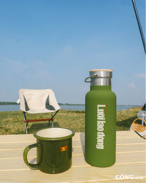 Thermos 'Đừng lười lao động' 470 ml (Green)