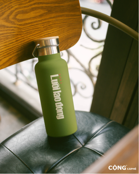 Thermos 'Đừng lười lao động' 470 ml (Green)