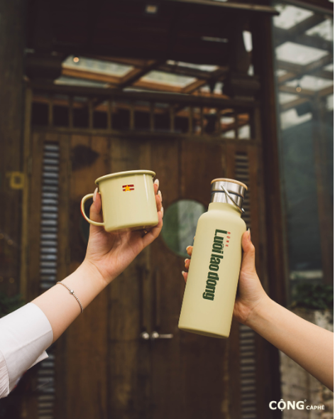 Thermos 'Đừng lười lao động' 470 ml (Yellow)