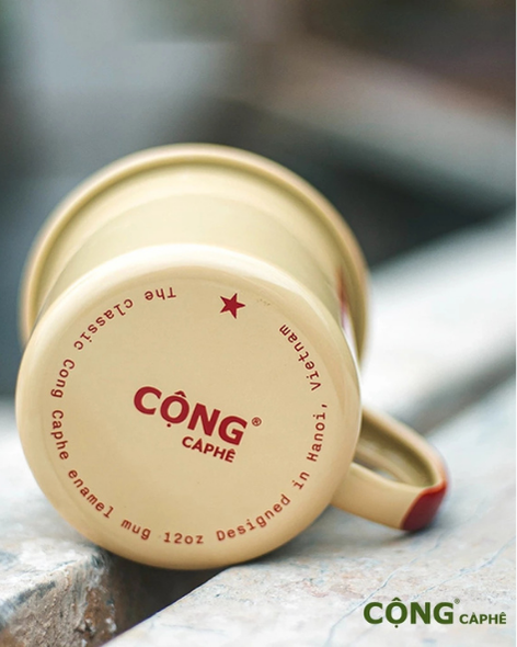 Enamel Mug "Đừng lười lao động" (Yellow)