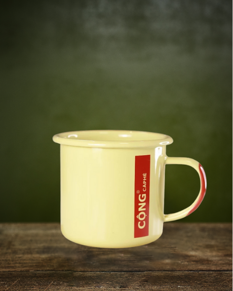 Enamel Mug "Đừng lười lao động" (Yellow)